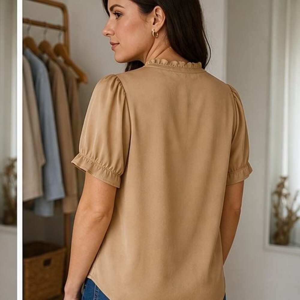 Camel Smocked Top - Picture 3 of 6